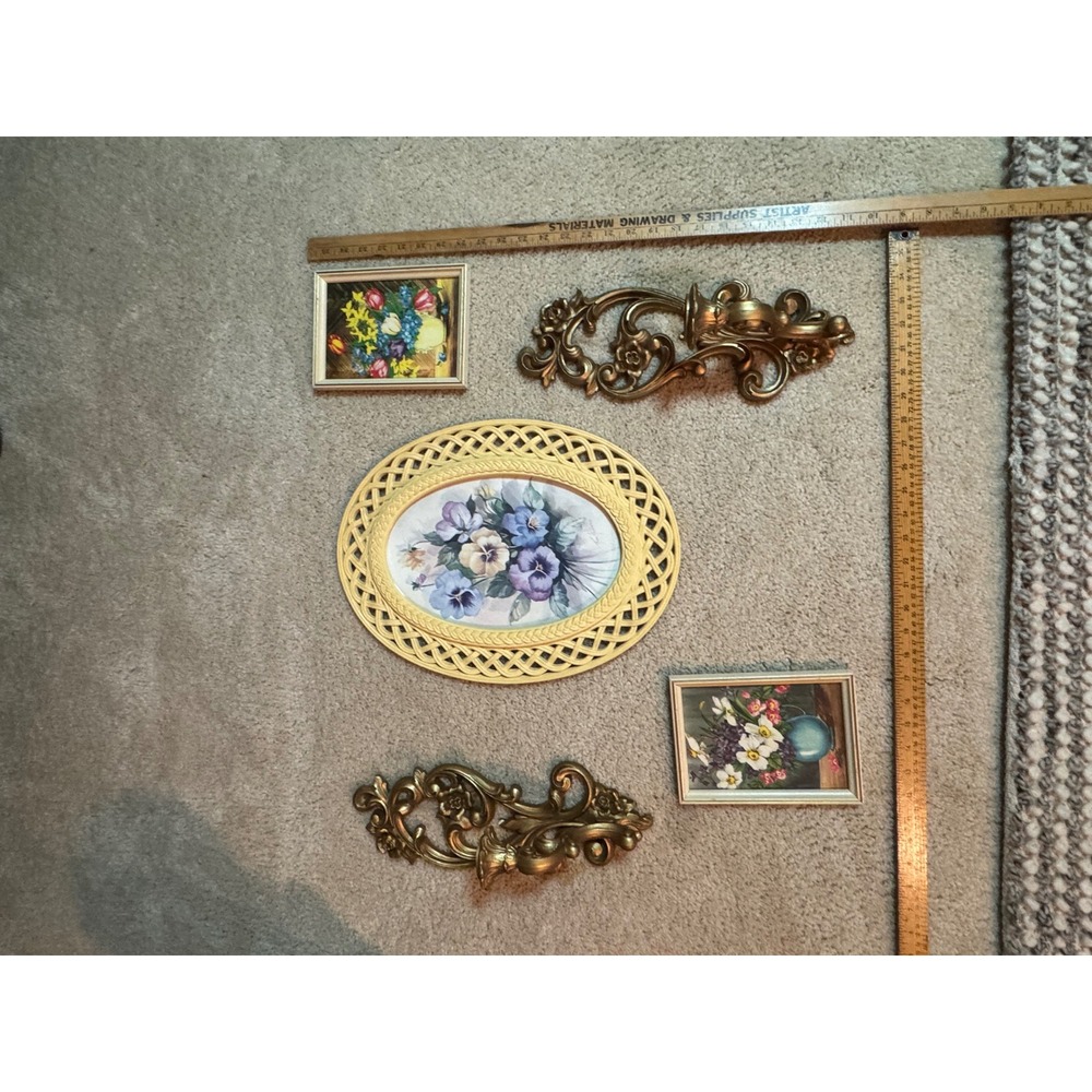 Vintage Homco Lattice Oval Floral Wall Frame 1950s-70s Cottage Decor - Picture 6 of 7